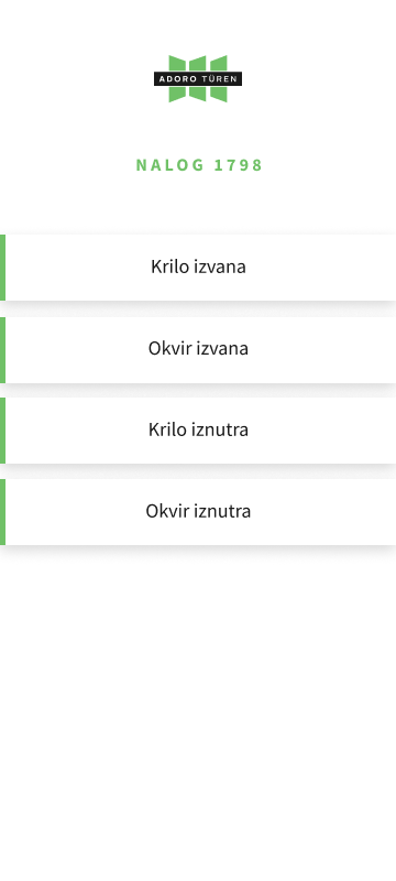 Adoro Türen order overview screen