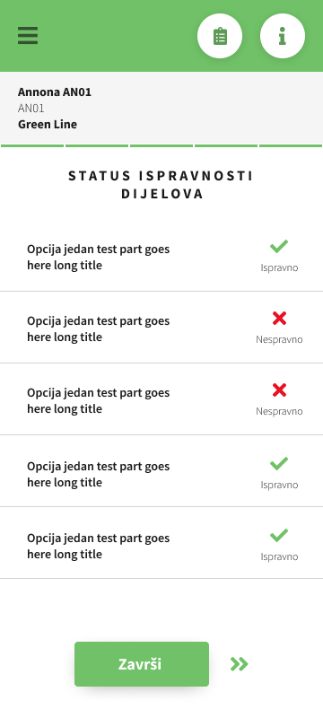 Adoro Türen part validation status screen