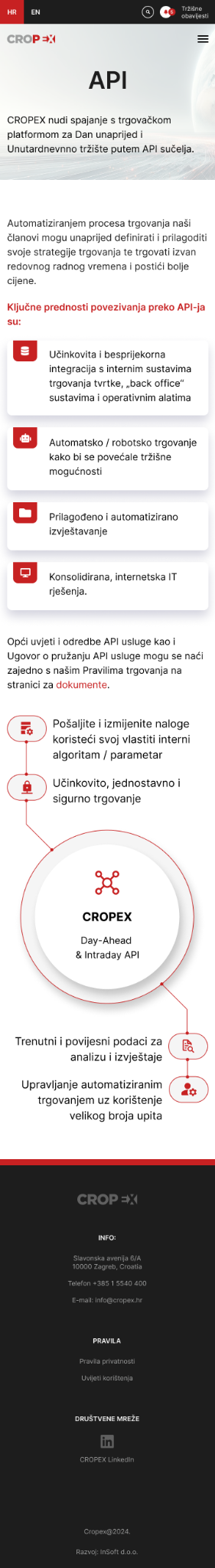 CROPEX API mobile page