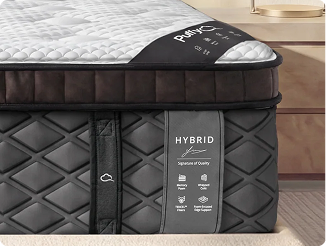 Puffy Lux Hybrid side label and construction detail