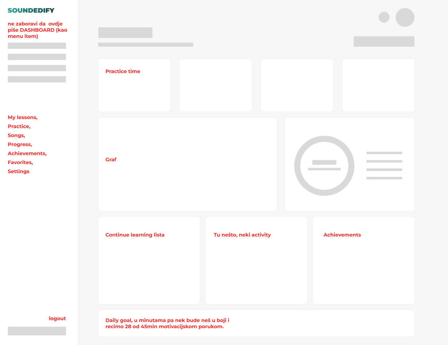Early Soundedify learner dashboard sketch