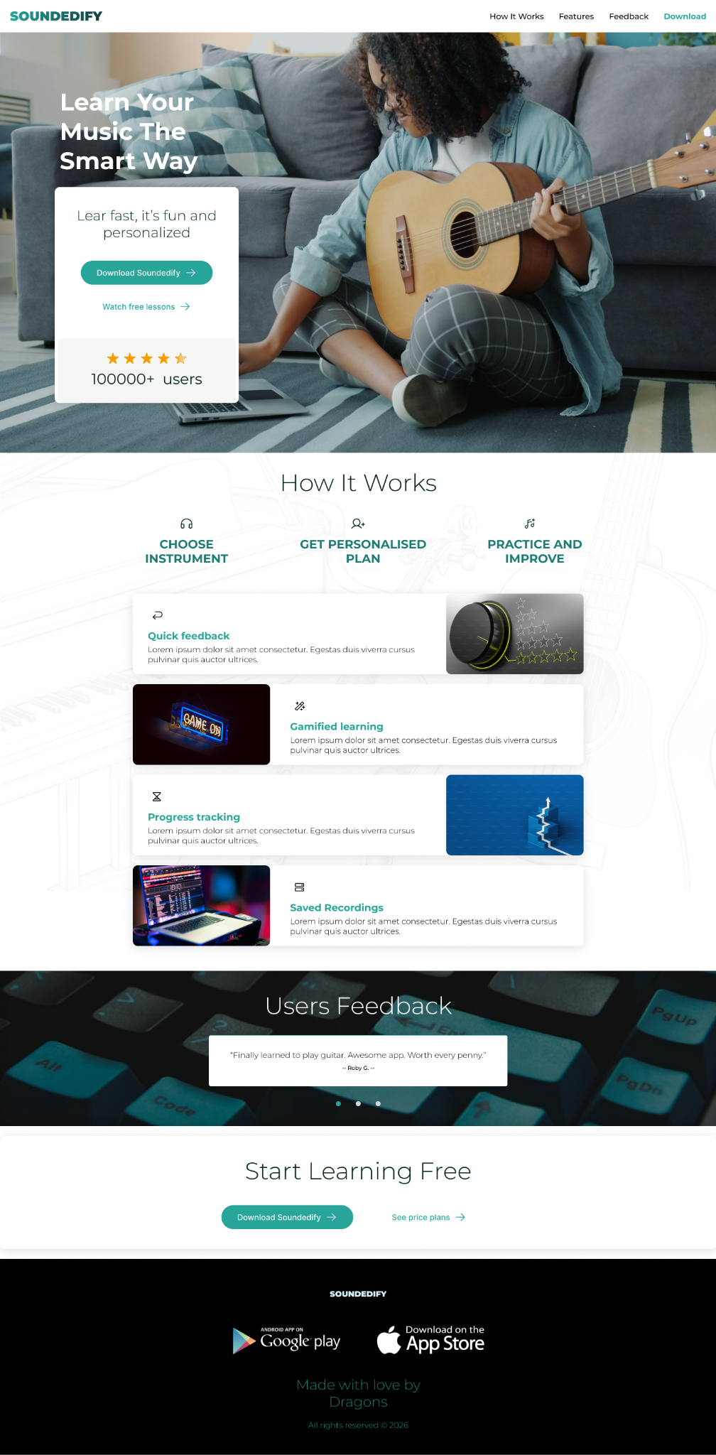 Soundedify desktop marketing website