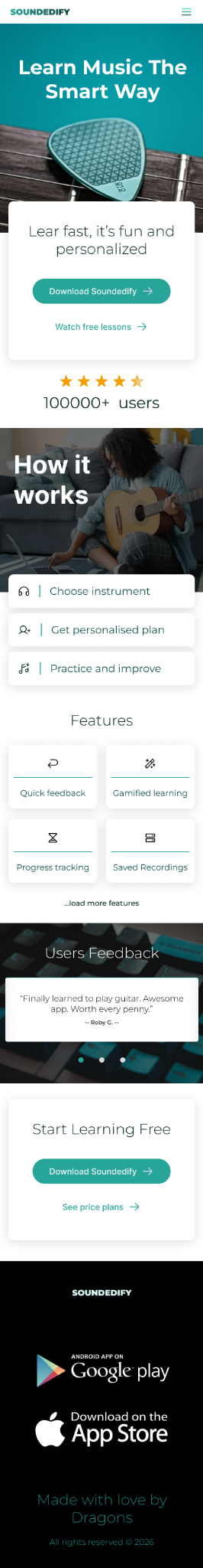 Soundedify mobile website version one