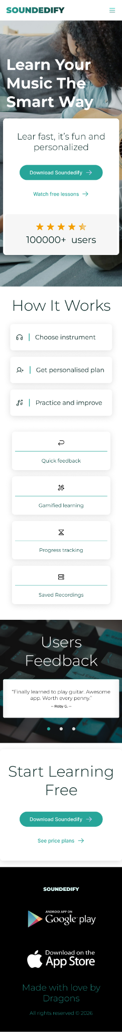 Soundedify mobile website version two
