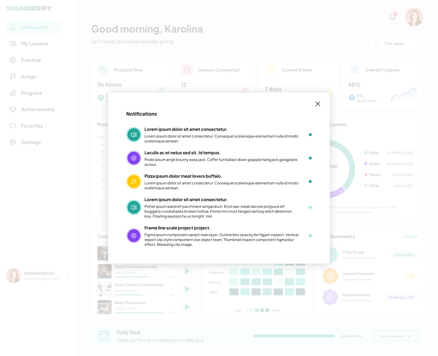 Soundedify notifications modal